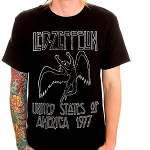 Led Zeppelin 1977 USA Tour metal rock Official T-Shirt L NWT